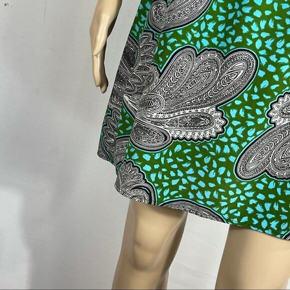 Glam Green, Blue, and Black Patterned Dress - Picture 2 of 12